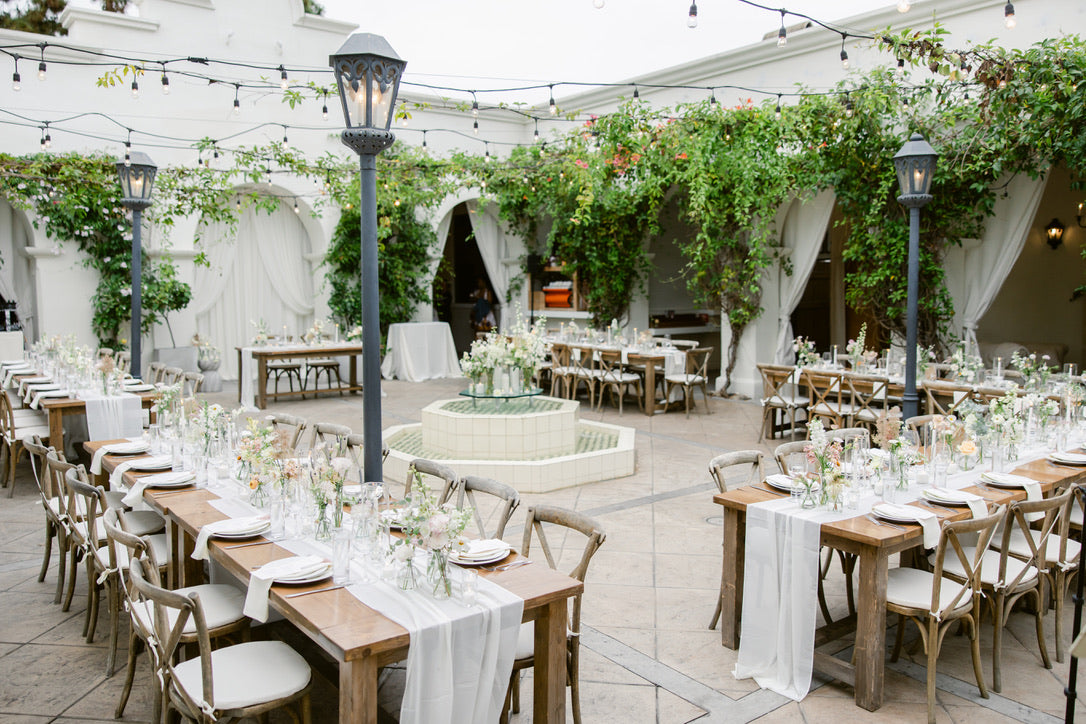 Beautiful Santa Barbara Wedding setup with greenery and flowers