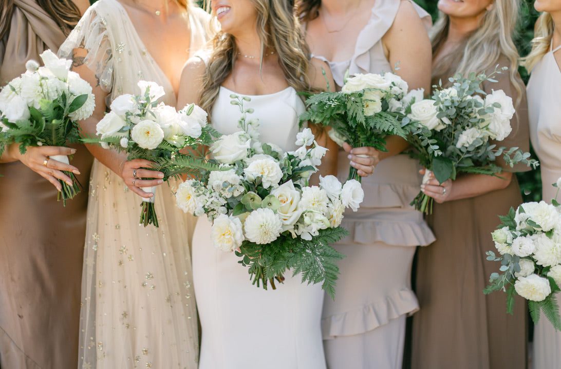 Bridal and Bridesmaid White Classic Bouquet Flowers