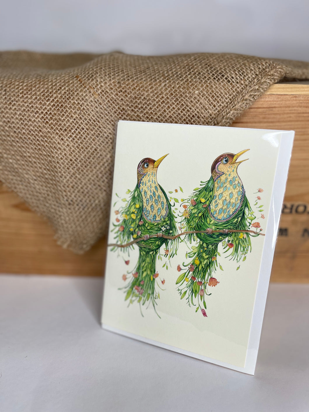 Two Scuffy Thrushes Blank Card