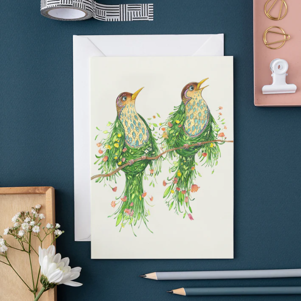 Two Scruffy Thrushes Card